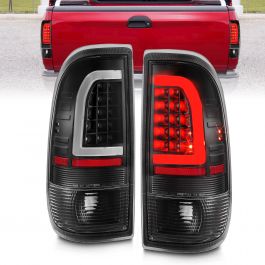 Set of Black C-Bar LED Taillights for 1987-1996 Ford F-150 F-250 F-350 Bronco