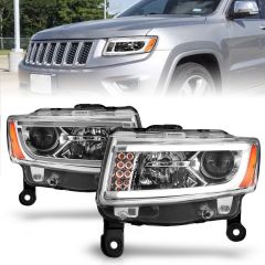 JEEP GRAND CHEROKEE 14-15 PROJECTOR HEADLIGHTS PLANK STYLE CHROME (FOR HALOGEN MODELS ONLY)
