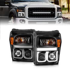FORD F-250/350/450/550 SUPERDUTY 2011 - 2016 PROJECTOR HEADLIGHTS WITH U-BAR BLACK HOUSING (DOES NOT FIT MODELS WITH FACTORY HID SYSTEM)