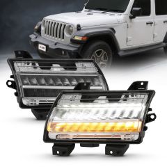  JEEP WRANGLER 18-21 / GLADIATOR 20 LED FENDER LIGHTS CHROME CLEAR (SEQUENTIAL SIGNAL) (FOR HIGH CONFIGURED, LED TYPE)