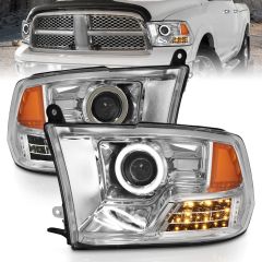 DODGE RAM 1500 09-18 / RAM 2500/3500 10-18 PROJECTOR HEADLIGHTS WITH CCFL HALO RING CHROME HOUSING  (FOR NON-PROJECTOR MODELS)