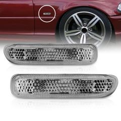 BMW 3 SERIES E46 99-01 4DR SIDE MARKERS CLEAR LENS CHROME HOUSING (NO BULB INCLUDED) 