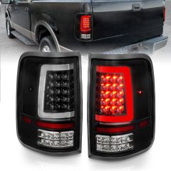 FORD F-150 04-08 FULL LED TAIL LIGHTS BLACK HOUSING CLEAR LENS (WITH C LIGHT BAR)