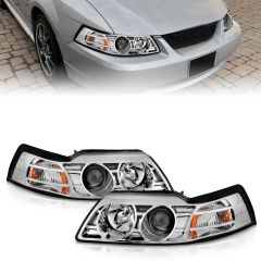FORD MUSTANG 99-04 PROJECTOR HEADLIGHTS W/ CHROME HOUSING