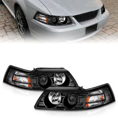 FORD MUSTANG 99-04 PROJECTOR HEADLIGHTS W/ BLACK HOUSING 