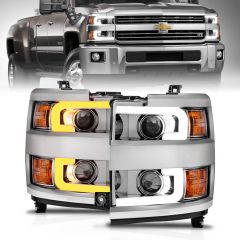 CHEVY SILVERADO 15-19 2500HD/3500HD PROJECTOR SWITCHBACK HEADLIGHT CHROME (CHROME TRIM)(FOR HALOGEN MODELS ONLY)