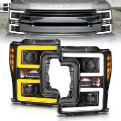 FORD F250/ F350/ F450 SUPER DUTY 17-19 PROJECTOR PLANK STYLE SWITCHBACK HEADLIGHT BLACK