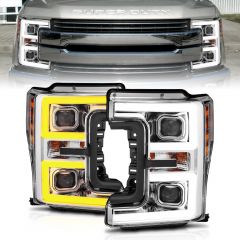 FORD F250/ F350/ F450 SUPER DUTY 17-19 PROJECTOR PLANK STYLE SWITCHBACK HEADLIGHTS CHROME