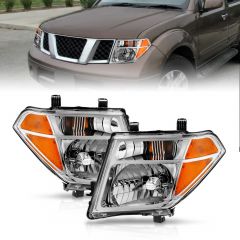 NISSAN FRONTIER 05-08 / PATHFINDER 05-07 HEADLIGHTS W/ CHROME HOUSING AMBER (OE REPLACEMENT)