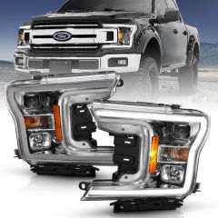 FORD F-150 18-20 PROJECTOR LED PLANK STYLE HEADLIGHTS CHROME