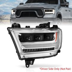 DODGE RAM (NEW BODY) 19-21  FULL LED PROJECTOR HEADLIGHTS CHROME AMBER (SEQUENTIAL SIGNAL) (LEFT SIDE) (NOT COMPATIBLE WITH LED OR FACTORY HID SYSTEM)