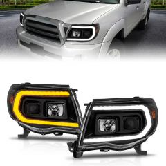 TOYOTA TACOMA 05-11 PROJECTOR LED SWITCHBACK PLANK STYLE HEADLIGHTS W/ SEQUENTIAL SIGNAL BLACK