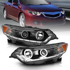 ACURA TSX 09-12 PROJECTOR HEADLIGHTS BLACK W/ RX HALO (FOR HID, NO HID KIT)
