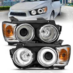 CHEVROLET SONIC 2012 - 2014 4DR/HATCHBACK PROJECTOR HEADLIGHTS CHROME W/ RX HALO