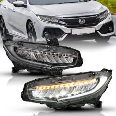 HONDA CIVIC 16-18 4DR LED CRYSTAL PLANK STYLE HEADLIGHT w/ SEQUENTIAL SIGNAL