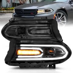 DODGE CHARGER 15-18 PROJECTOR HEADLIGHTS PLANK STYLE BLACK  