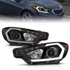 KIA FORTE 14-16 LED PLANK STYLE HEADLIGHTS BLACK (WITH OUT FACTORY LED DRL)