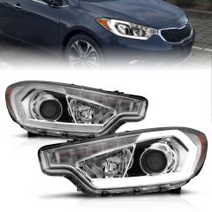 KIA FORTE 2014-2016 LED PLANK STYLE HEADLIGHTS CHROME (WITH FACTORY LED DRL)