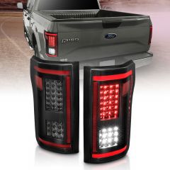 FORD F-150 15-17 LED TAIL LIGHTS SEQUENTIAL SIGNAL BLACK SMOKE LENS