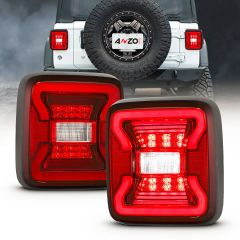JEEP WRANGLER JL 18-21 FULL LED TAILLIGHTS RED W/ CLEAR LENS
