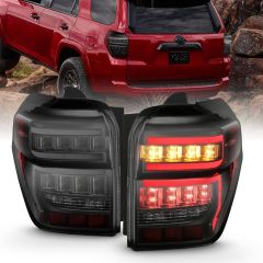 TOYOTA 4RUNNER 14-22 TAIL LIGHTS BLACK SMOKE LENS RED LIGHT BAR W/ SEQUENTIAL SIGNAL