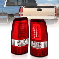 CHEVY SILVERADO 03-06 1500/2500/3500 SINGLE REAR WHEEL / 07 CLASSIC SINGLE REAR WHEELS LED TAIL LIGHTS PLANK STYLE CHROME WITH RED CLEAR LENS (DOES NOT FIT DUALLY MODELS)