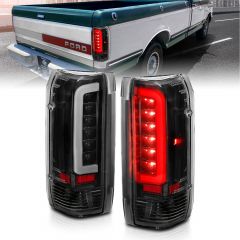 FORD F-150 89-96 F-250/F-350/F-450 89-96 BRONCO 88-96 LED TAILLIGHTS BLACK HOUSING CLEAR LENS  
