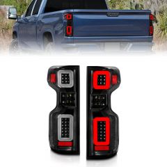 CHEVROLET SILVERADO 19-21 FULL LED TAIL LIGHTS BLACK HOUSING CLEAR LENS (SEQUENTIAL SIGNAL) (FACTORY LED MODELS)