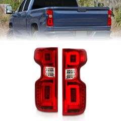CHEVY SILVERADO 19-21 FULL LED TAIL LIGHTS CHROME HOUSING RED/CLEAR LENS (SEQUENTIAL SIGNAL) (FACTORY LED MODELS)