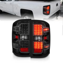 CHEVY SILVERADO 14-18 LED TAIL LIGHTS BLACK HOUSING WITH CLEAR LENS (NON-OEM LED ONLY)