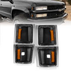CHEVY BLAZER (FULL SIZE) 92-94 / CHEVY C/K1500 94-99 /2500/3500 94-00 / SUBURBAN 94-99 / TAHOE 95-99 CORNER LIGHTS BLACK CLEAR LENS WITH AMBER REFLECTOR