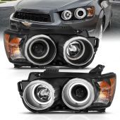 CHEVROLET SONIC 2012 - 2014 4DR/HATCHBACK PROJECTOR HEADLIGHTS BLACK W/ RX HALO