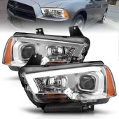 DODGE CHARGER 11-14 PROJECTOR PLANK STYLE HEADLIGHT CHROME HOUSING  (FOR HALOGEN MODELS ONLY)