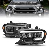 TOYOTA TACOMA 16-22 PROJECTOR PLANK STYLE HEADLIGHT WITH BLACK HOUSING WITH AMBER  (FOR HALOGEN DRL)