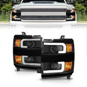 CHEVY SILVERADO 15-19 2500DH/3500HD PROJECTOR PLANK STYLE HEADLIGHT BLACK (MATTE BLACK TRIM)(FOR HALOGEN MODELS ONLY)