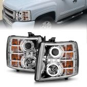 CHEVY SILVERADO 1500 07-13 / 2500HD/3500HD 07-14 PROJECTOR HEADLIGHTS CHROME (FOR HALOGEN ONLY)