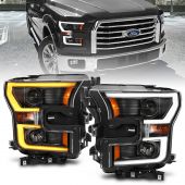FORD F-150 15-17 PROJECTOR PLANK STYLE SWITCHBACK HEADLIGHTS W/ BLACK HOUSING (FOR HALOGEN MODELS ONLY)