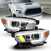 TOYOTA TACOMA 16-22 PROJECTOR PLANK STYLE HEADLIGHTS WITH CHROME HOUSING (FOR LED DRL)