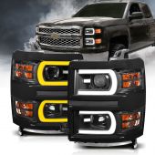  CHEVROLET SILVERADO 1500 14-15 PROJECTOR SWITCHBACK HEADLIGHT WITH BLACK HOUSING