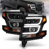 CHEVY TAHOE/SUBURBAN 2015-2020 PROJECTOR HEADLIGHT C BAR BLACK HOUSING (WITH DRL)