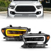 TOYOTA TACOMA 16-22 BLACK FULL LED PROJECTOR PLANK STYLE HEADLIGHTS W/ INITIATION FEATURE & SEQUENTIAL (FOR LED DRL)