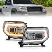 TOYOTA TACOMA 05-11 PROJECTOR LED SWITCHBACK PLANK STYLE HEADLIGHTS CHROME W/ SEQUENTIAL SIGNAL