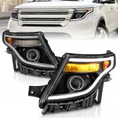 FORD EXPLORER 11-15 PROJECTOR PLANK STYLE HEADLIGHTS BLACK W/ LED SIGNAL LIGHT (13-15 BASE, XLT, LIMITED)