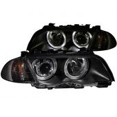 BMW 3 SERIES E46 99-01 4DR PROJECTOR HEADLIGHTS BLACK HALO w/ CORNER LIGHT 2PC