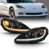 CHEVROLET CORVETTE 05-13 PROJECTOR PLANK STYLE SWITCHBACK HEADLIGHTS IN BLACK (NO HID KIT)
