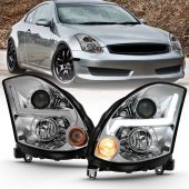 INFINITI G35 2DR 03-07 PROJECTOR HEADLIGHT PLANK STYLE CHROME (FOR HID, NO HID KIT)