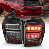 TOYOTA 4RUNNER 14-22 TAIL LIGHTS BLACK RED LIGHT BAR W/ SEQUENTIAL SIGNAL 