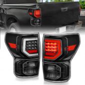 TOYOTA TUNDRA 07-13  LED TAIL LIGHTS WITH LIGHT BAR BLACK HOUSING CLEAR LENS 