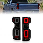 CHEVROLET SILVERADO 19-21 FULL LED TAIL LIGHTS BLACK HOUSING SMOKE LENS (SEQUENTIAL SIGNAL)(FACTORY LED MODELS)