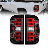 CHEVROLET SILVERADO 14-18 LED TAIL LIGHTS WITH LIGHT BAR BLACK HOUSING CLEAR LENS (NON-OEM LED ONLY)